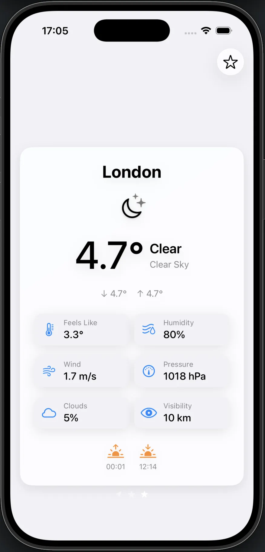 Weather app on iOS