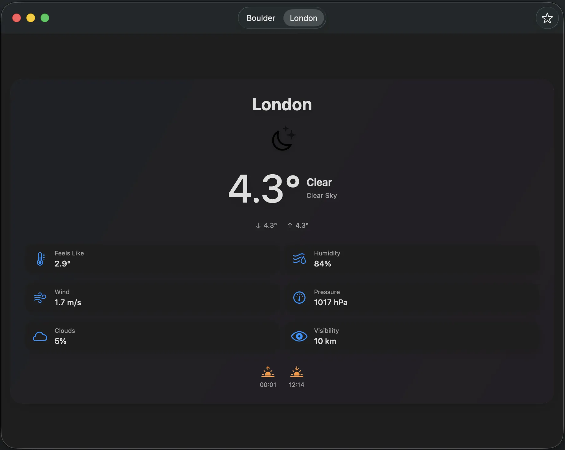 Weather app on macOS
